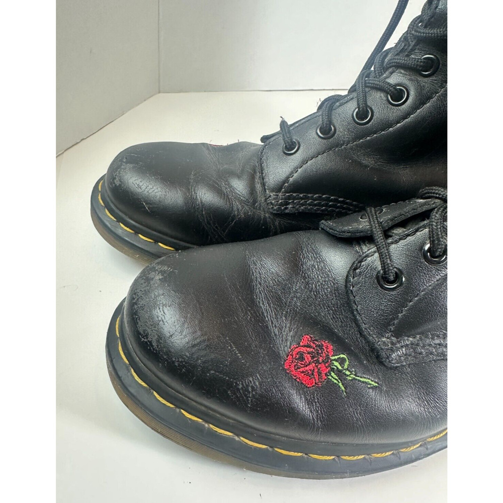 *Flawed Doc Dr. Marten 1914 Vonda Leather Lace up Embroidered Rose Boots US 10 - Picture 12 of 15